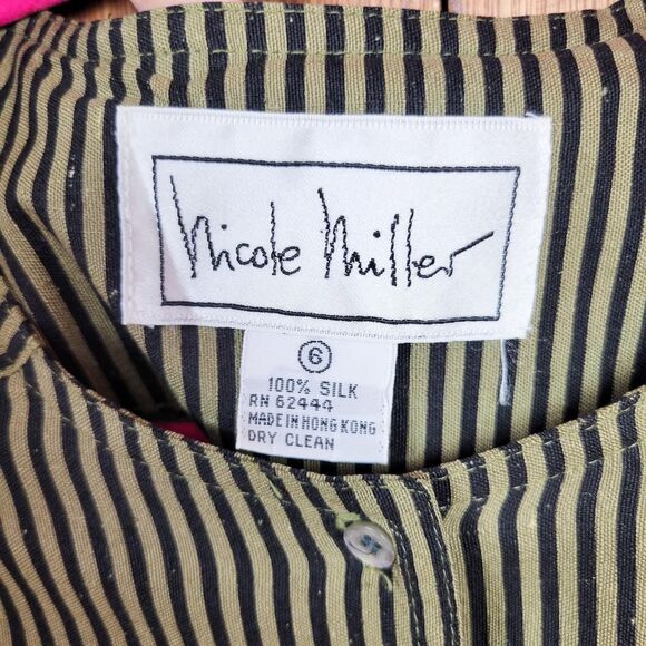 Vintage 80s Nicole Miller Striped Silk Dress - Picture 6 of 6